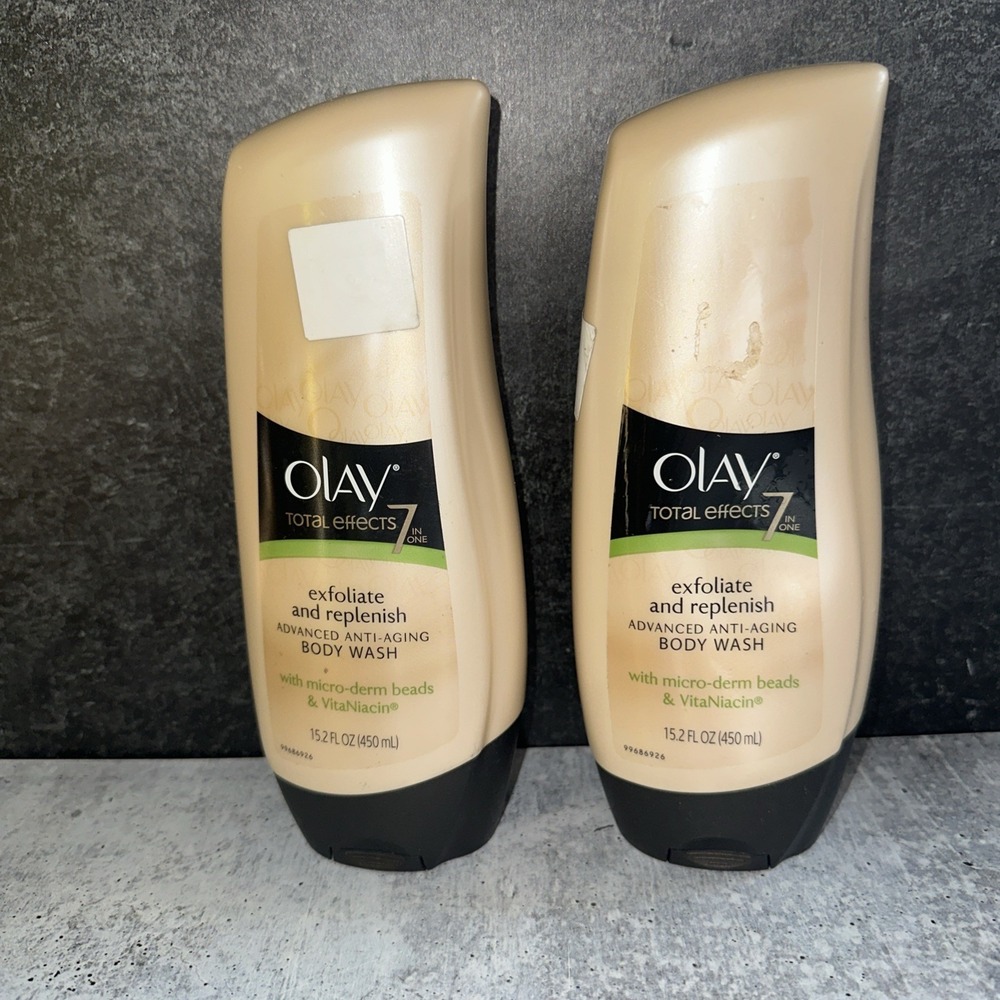 2 Lot OLAY Total Effects 7 in 1 Body Wash Exfoliate & Replenish 15.2 oz